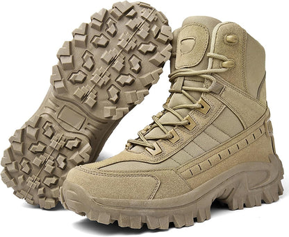 Men’s Lightweight Tactical Hiking & Work Boots with Side Zipper – Waterproof  Outdoor Walking Boots with Traction Outsole